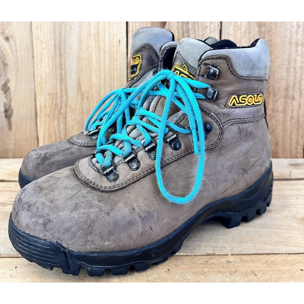 Asolo Leather Vibram Hiking Boots Women 7 Brown Good